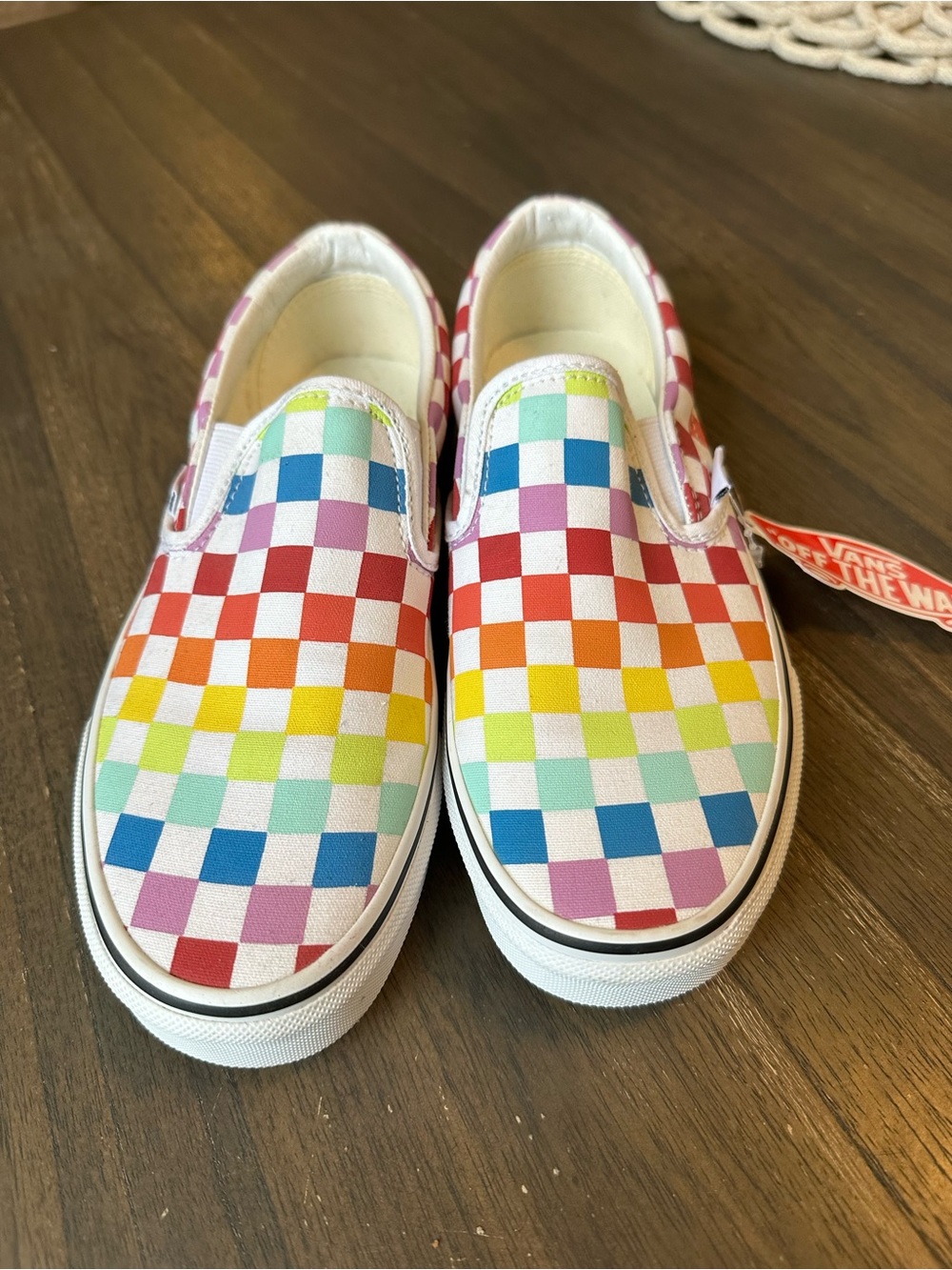 Vans Women’s 'Classic Slip-On Rainbow Checkerboard Shoes